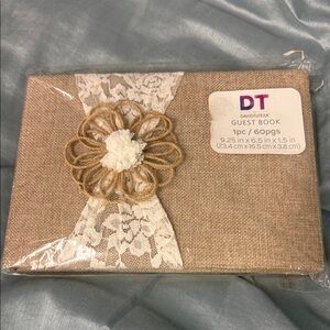 David Tutera Natural Guest Book with Lace and Flower